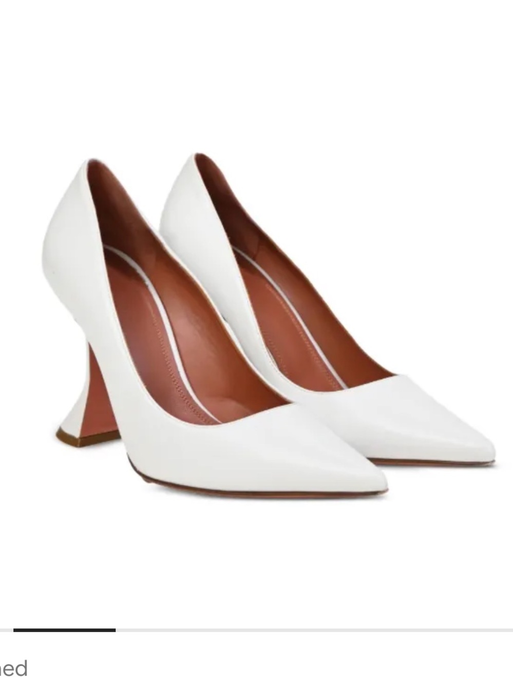 Amina Muaddi Ami White Pointed-Toe Geometric Heel Pumps- size 37-like new